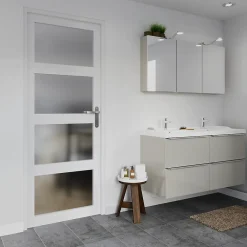 Bloc Porte<Bloc-porte Connemara 4 carreaux blanc H.204 x l.73 cm, poussant droit