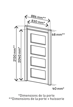 Bloc Porte<Bloc-porte Connemara pin H.204 x l.83 cm, poussant gauche