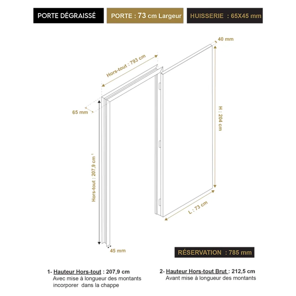 Bloc Porte<Bloc-porte Exmoor blanc H.204x73 cm poussant gauche