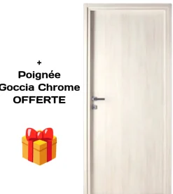 Porta la casa Bloc-porte fin de chantier coloris Latte, H.204 l.73cm, réversible + Poignée Goccia chrome Offerte- Bloc Porte