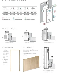 Porta la casa Bloc-porte fin de chantier coloris Latte, H.204 l.73cm, réversible + Poignée Goccia chrome Offerte- Bloc Porte