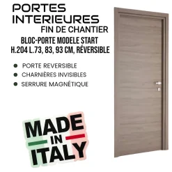 Ekasa Bloc-porte fin de chantier START Noyer, H.204 l.73cm, réversible- Bloc Porte