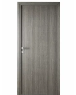 Porta la casa Bloc-porte fin de chantier Essence Gris, H.204 l.73cm, réversible + poignée Goccia chrome à clé OFFERTE- Bloc Porte