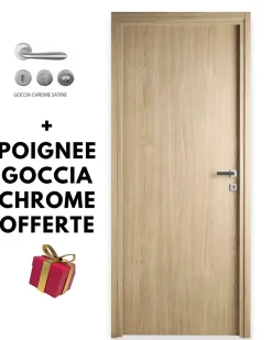 Porta la casa Bloc-porte fin de chantier Chêne Naturel, H.204 l.83cm, réversible + poignée offerte- Bloc Porte