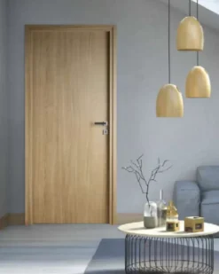 Porta la casa Bloc-porte fin de chantier Chêne Naturel, H.204 l.83cm, réversible + poignée offerte- Bloc Porte