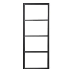 Bloc Porte<Bloc-porte Loft 4 carreaux vitrés transparents, poussant droit, coloris noir mat H.213 x l.83cm