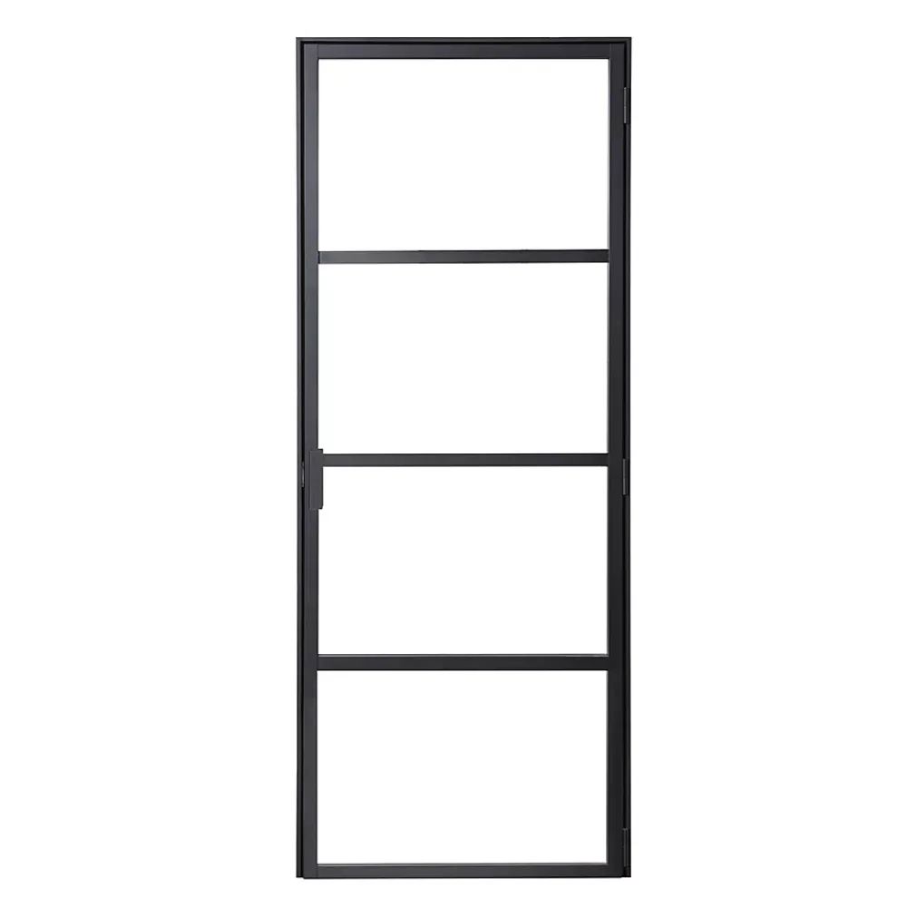 Bloc-porte Loft 4 carreaux vitrés transparents, poussant gauche, coloris noir mat H.213 x l.83cm- Bloc Porte