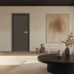 Reivilo Bloc Porte<Bloc-porte Miro avec poignée Exclusive grise, H.204 x l.63 cm, aspect cuir basalte