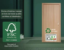 Reivilo Bloc Porte<Bloc-porte Miro avec poignée Exclusive grise, H.204 x l.63 cm, aspect cuir basalte