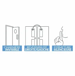 Reivilo Bloc-porte pose fin de chantier Premium Miro, H.204 x l.93 cm, aspect chêne blanc, réversible- Bloc Porte