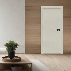 Reivilo Bloc Porte<Bloc-porte pose fin de chantier Premium Miro avec poignée Exclusive noire, H.204 x l.63 cm, aspect textile opale, réversible