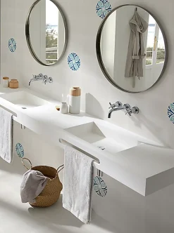 Pegane Boite de 24 Carreaux de ciment véritable 0,96m2/ Carreaux de ciment artisanaux coloris Bleu pour sol et mur - l.20 x L.20 cm- Mosaïque Pour Pièce À Vivre|Mosaïque Pour Salle De Bains
