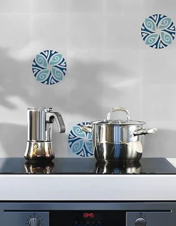 Pegane Boite de 24 Carreaux de ciment véritable 0,96m2/ Carreaux de ciment artisanaux coloris Bleu pour sol et mur - l.20 x L.20 cm- Mosaïque Pour Pièce À Vivre|Mosaïque Pour Salle De Bains
