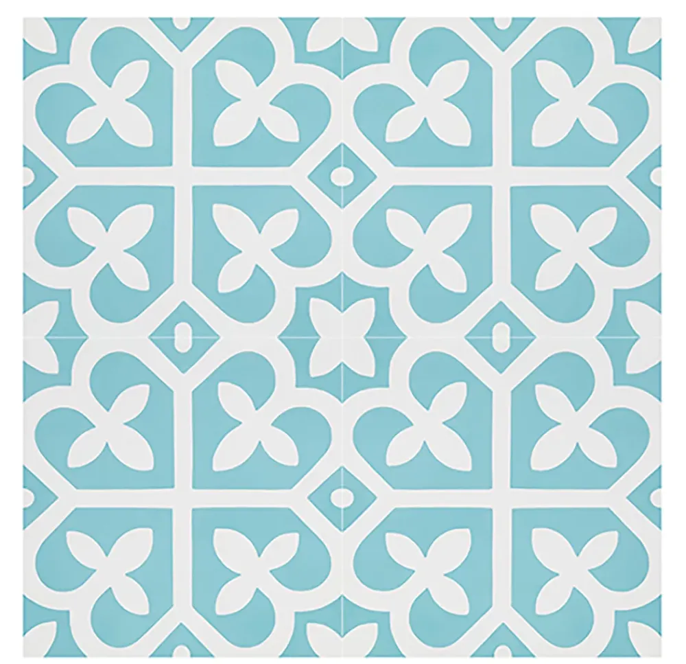 Pegane Mosaïque Pour Douche<Boite de 24 Carreaux de ciment véritable 0,96m2 / Carreaux de ciment artisanaux coloris bleu pour sol et mur - l.20 x L.20 cm