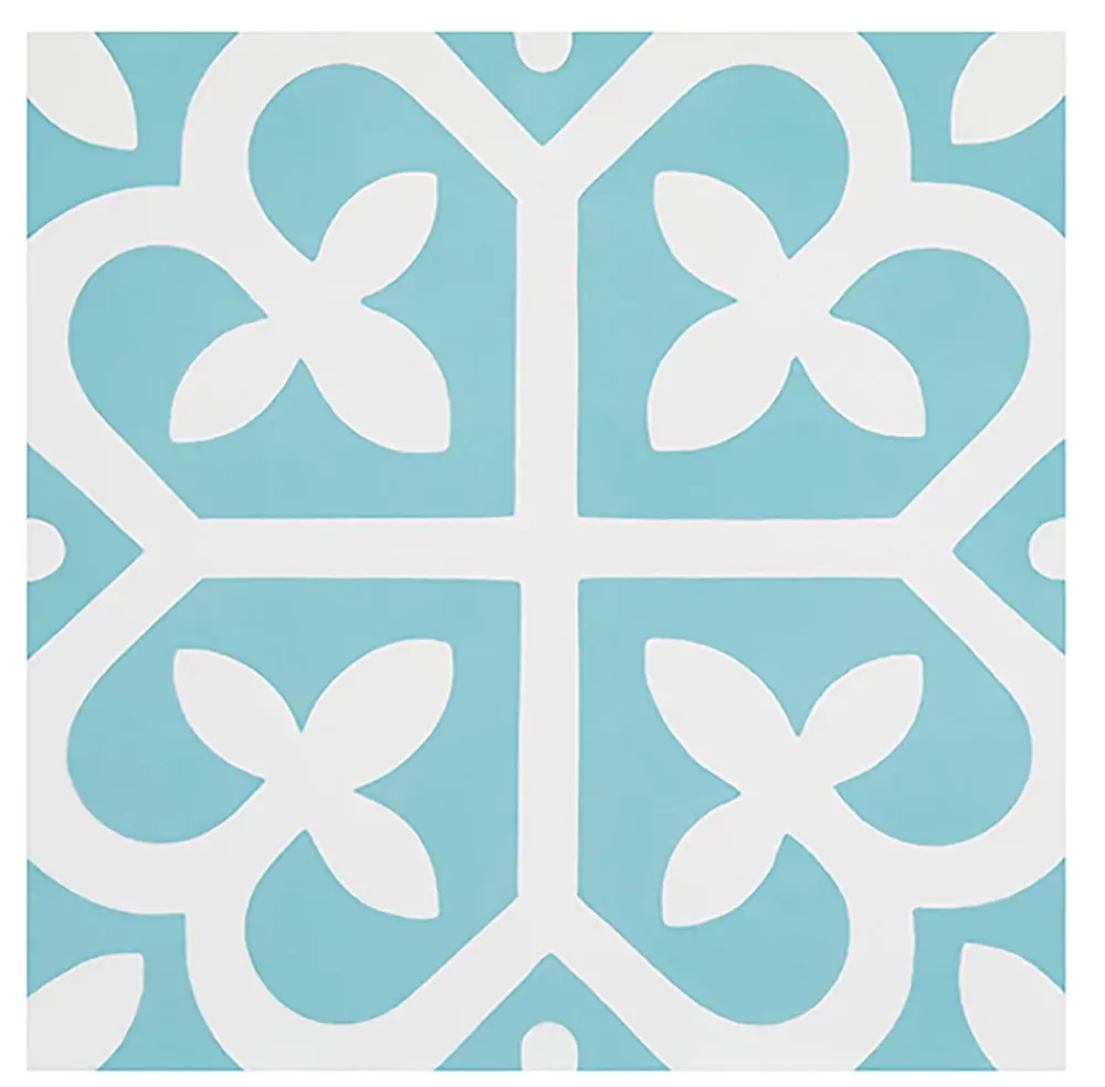 Pegane Mosaïque Pour Douche<Boite de 24 Carreaux de ciment véritable 0,96m2 / Carreaux de ciment artisanaux coloris bleu pour sol et mur - l.20 x L.20 cm