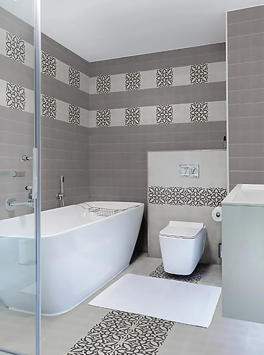 Pegane Mosaïque Pour Pièce À Vivre|Mosaïque Pour Wc<Boite de 24 Carreaux de ciment véritable 0,96m2 /Carreaux de ciment artisanaux pour sol et mur coloris gris - l.20 x L.20 cm