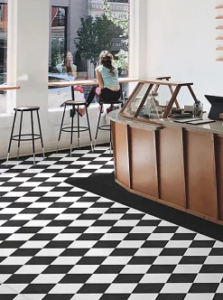 Pegane Mosaïque Pour Pièce À Vivre|Mosaïque Pour Wc<Boite de 24 Carreaux de ciment véritable 0,96m2 / Carreaux de ciment artisanaux coloris noir/blanc pour sol et mur - l.20 x L.20cm