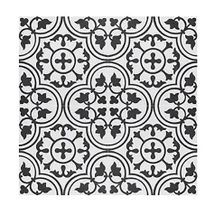 Pegane Boite de 24 Carreaux de ciment véritable 0,96m2 / Carreaux de ciment artisanaux pour sol et mur coloris noir/blanc- Mosaïque Pour Pièce À Vivre