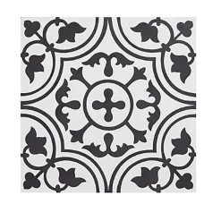 Pegane Boite de 24 Carreaux de ciment véritable 0,96m2 / Carreaux de ciment artisanaux pour sol et mur coloris noir/blanc- Mosaïque Pour Pièce À Vivre