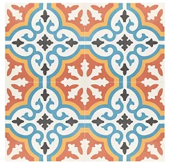 Pegane Mosaïque Pour Douche|Mosaïque Pour Pièce À Vivre<Boite de 24 Carreaux de ciment hydraulique 0,96m2/ Carreaux de ciment artisanaux pour sol et mur coloris Orange - l.20 x L.20 cm