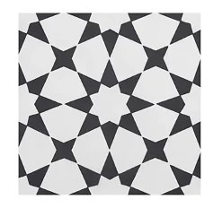 Pegane Boite de 24 Carreaux de ciment véritable 0,96m2 / Carreaux de ciment artisanaux pour sol et mur coloris noir / blanc- Mosaïque Pour Pièce À Vivre|Mosaïque Pour Wc