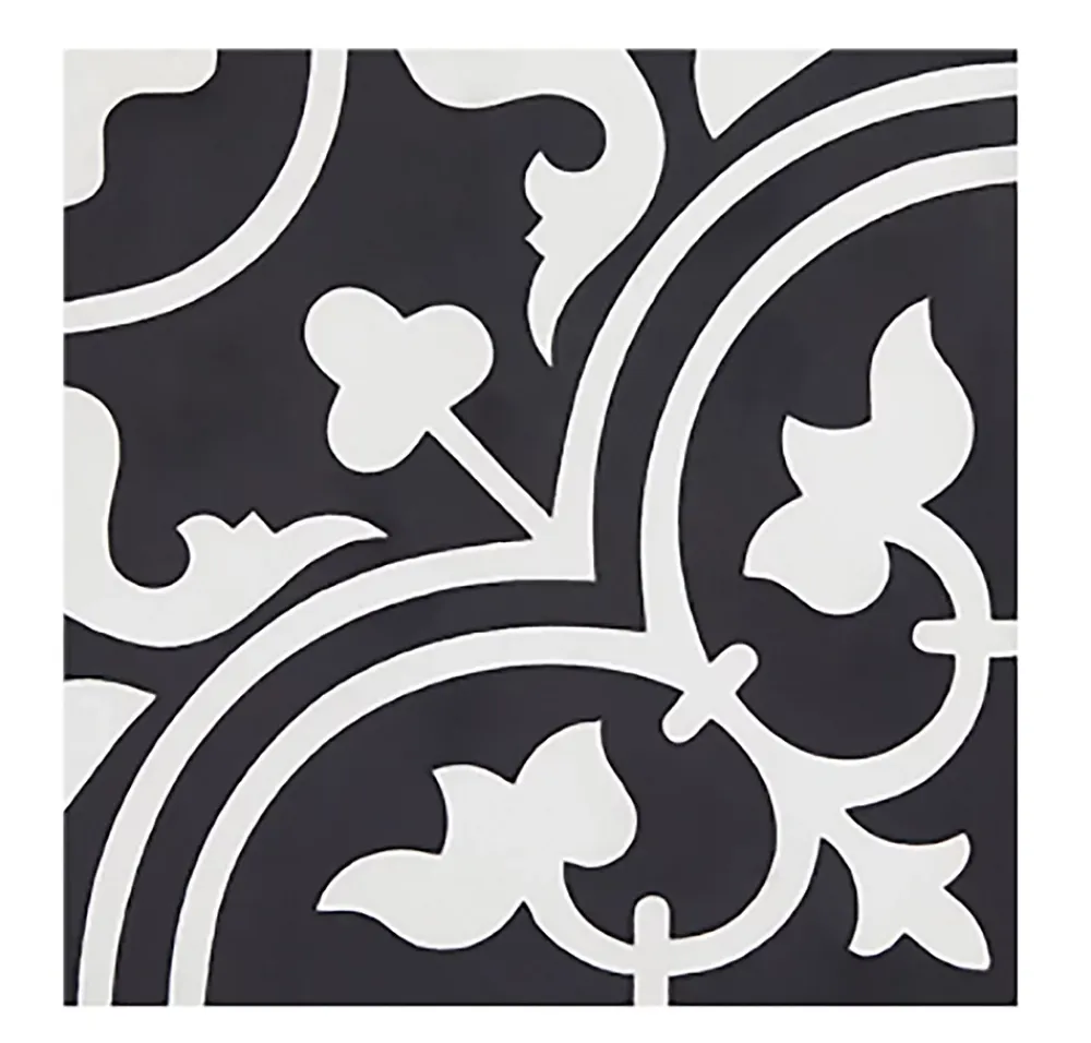 Pegane Mosaïque Pour Wc|Mosaïque Pour Pièce À Vivre<Boite de 24 Carreaux de ciment véritable 0,96m2 / Carreaux de ciment artisanaux pour sol et mur coloris noir - l.20 x L.20 cm