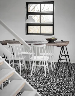 Pegane Mosaïque Pour Wc|Mosaïque Pour Pièce À Vivre<Boite de 24 Carreaux de ciment véritable 0,96m2 / Carreaux de ciment artisanaux pour sol et mur coloris noir - l.20 x L.20 cm