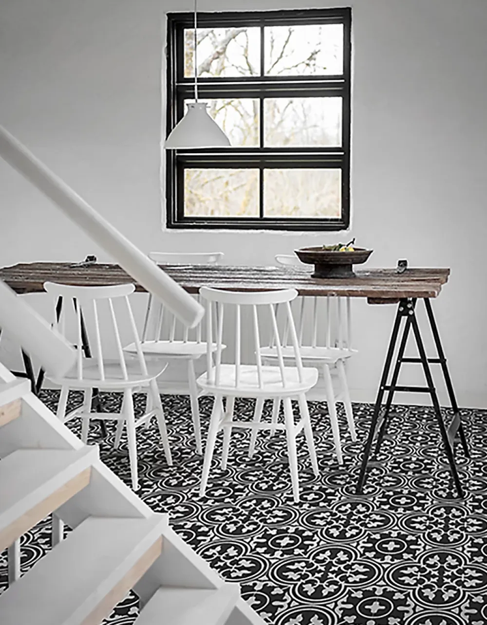 Pegane Mosaïque Pour Wc|Mosaïque Pour Pièce À Vivre<Boite de 24 Carreaux de ciment véritable 0,96m2 / Carreaux de ciment artisanaux pour sol et mur coloris noir - l.20 x L.20 cm