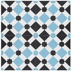 Pegane Mosaïque Pour Douche|Mosaïque Pour Pièce À Vivre<Boite de 24 Carreaux de ciment hydraulique 0,96m2 / Carreaux de ciment artisanaux pour sol et mur coloris bleu - l.20 x L.20 cm