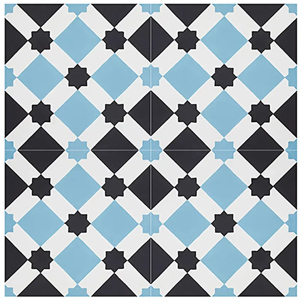 Pegane Mosaïque Pour Douche|Mosaïque Pour Pièce À Vivre<Boite de 24 Carreaux de ciment hydraulique 0,96m2 / Carreaux de ciment artisanaux pour sol et mur coloris bleu - l.20 x L.20 cm