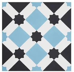 Pegane Mosaïque Pour Douche|Mosaïque Pour Pièce À Vivre<Boite de 24 Carreaux de ciment hydraulique 0,96m2 / Carreaux de ciment artisanaux pour sol et mur coloris bleu - l.20 x L.20 cm