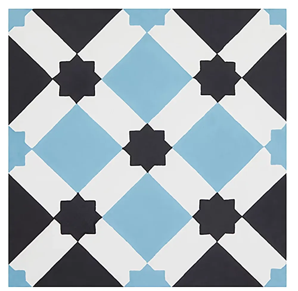Pegane Mosaïque Pour Douche|Mosaïque Pour Pièce À Vivre<Boite de 24 Carreaux de ciment hydraulique 0,96m2 / Carreaux de ciment artisanaux pour sol et mur coloris bleu - l.20 x L.20 cm