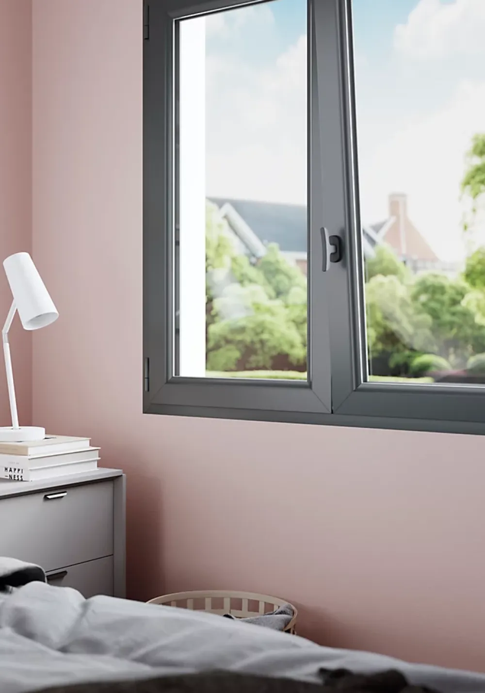 GoodHome Poignée De Fenêtre<Boitier crémone pour fenêtre Irvil aluminium noir RAL7021