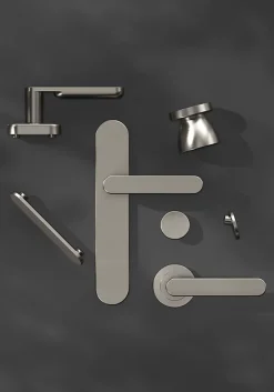 GoodHome Poignée De Porte<Bouton de porte double champignon gris Ø. 48mm x l.48 x H. 44mm