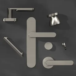 GoodHome Poignée De Porte<Bouton de porte double champignon gris Ø. 48mm x l.48 x H. 44mm