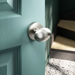 GoodHome Bouton de porte double ovale gris Ø. 65mm x l.45 x H. 66mm- Poignée De Porte