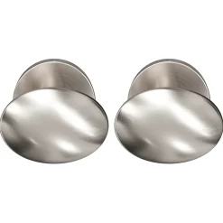 GoodHome Bouton de porte double ovale gris Ø. 65mm x l.45 x H. 66mm- Poignée De Porte