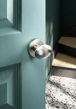 GoodHome Bouton de porte double ovale gris Ø. 65mm x l.45 x H. 66mm- Poignée De Porte