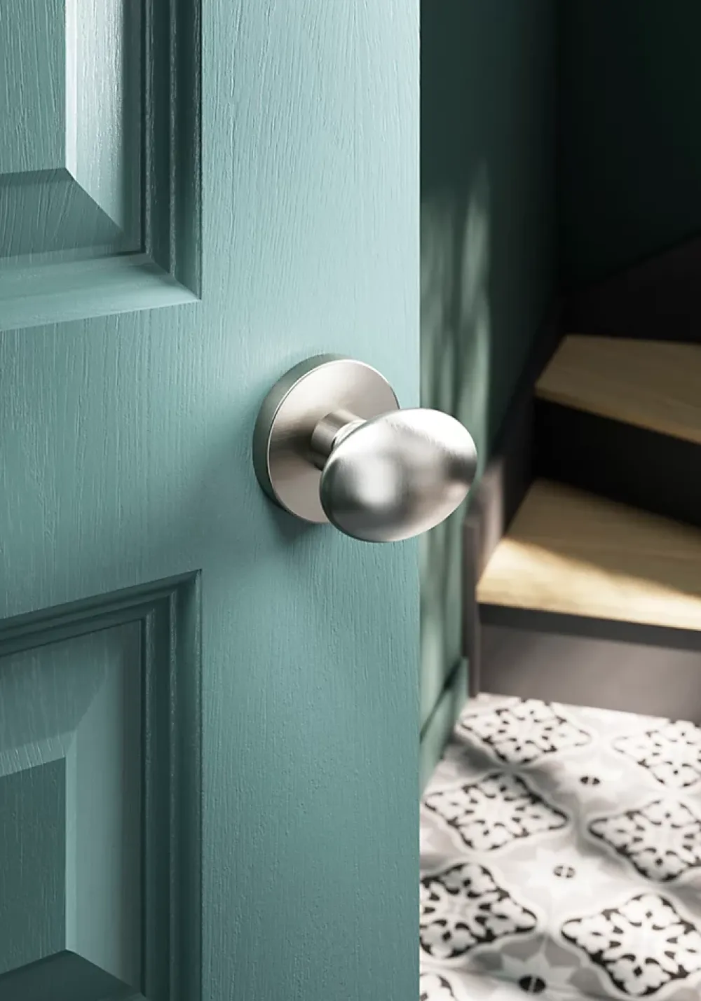GoodHome Bouton de porte double ovale gris Ø. 65mm x l.45 x H. 66mm- Poignée De Porte