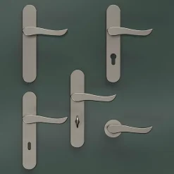 GoodHome Bouton de porte double ovale gris Ø. 65mm x l.45 x H. 66mm- Poignée De Porte