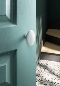 GoodHome Bouton de porte double ovale gris l.42 x H. 65mm- Poignée De Porte