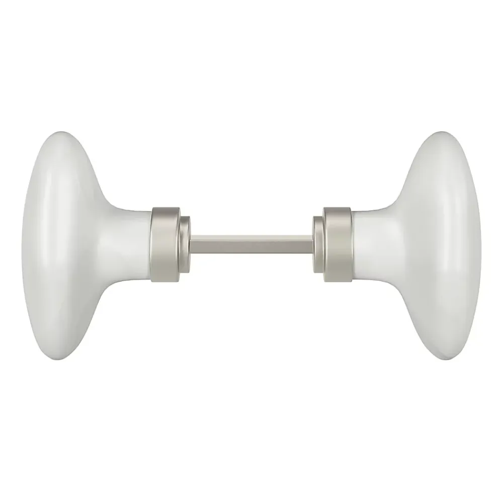 GoodHome Bouton de porte double ovale gris l.42 x H. 65mm- Poignée De Porte