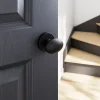 GoodHome Bouton de porte double ovale noir Ø. 65mm x l.45 x H. 66mm- Poignée De Porte