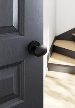 GoodHome Bouton de porte double ovale noir Ø. 65mm x l.45 x H. 66mm- Poignée De Porte