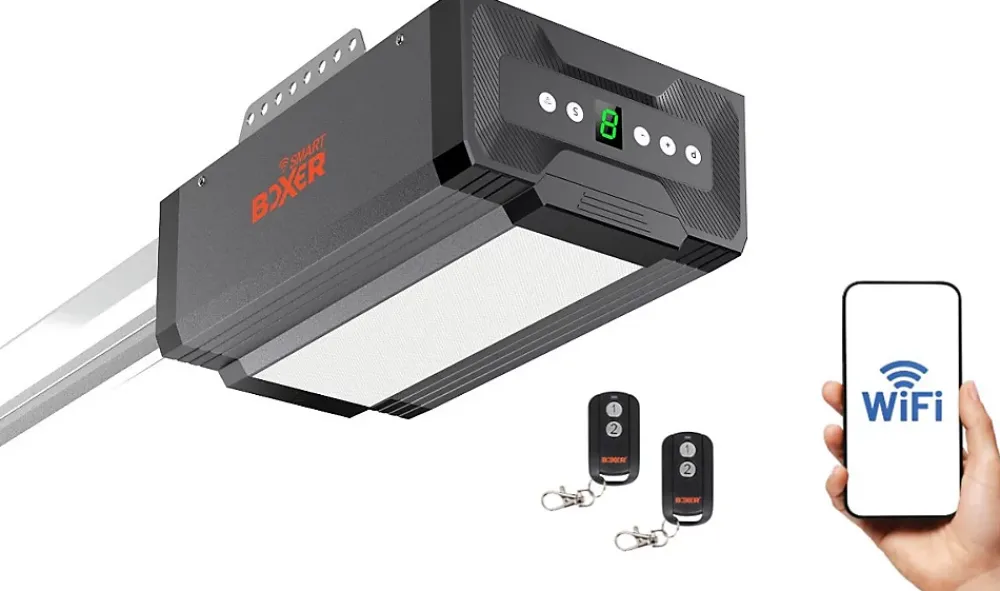 Boxer Ouvre-porte de garage WiFi 1000N modèle 5000, app smartphone, 2 télécommandes, rail 3,5 m- Motorisation De Porte De Garage