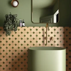 Aelle Carrelage Carrelage Sol Pour Wc<Cabochon sol / mur brillant 3,4x3,4 cm Taco KASBAH VERD