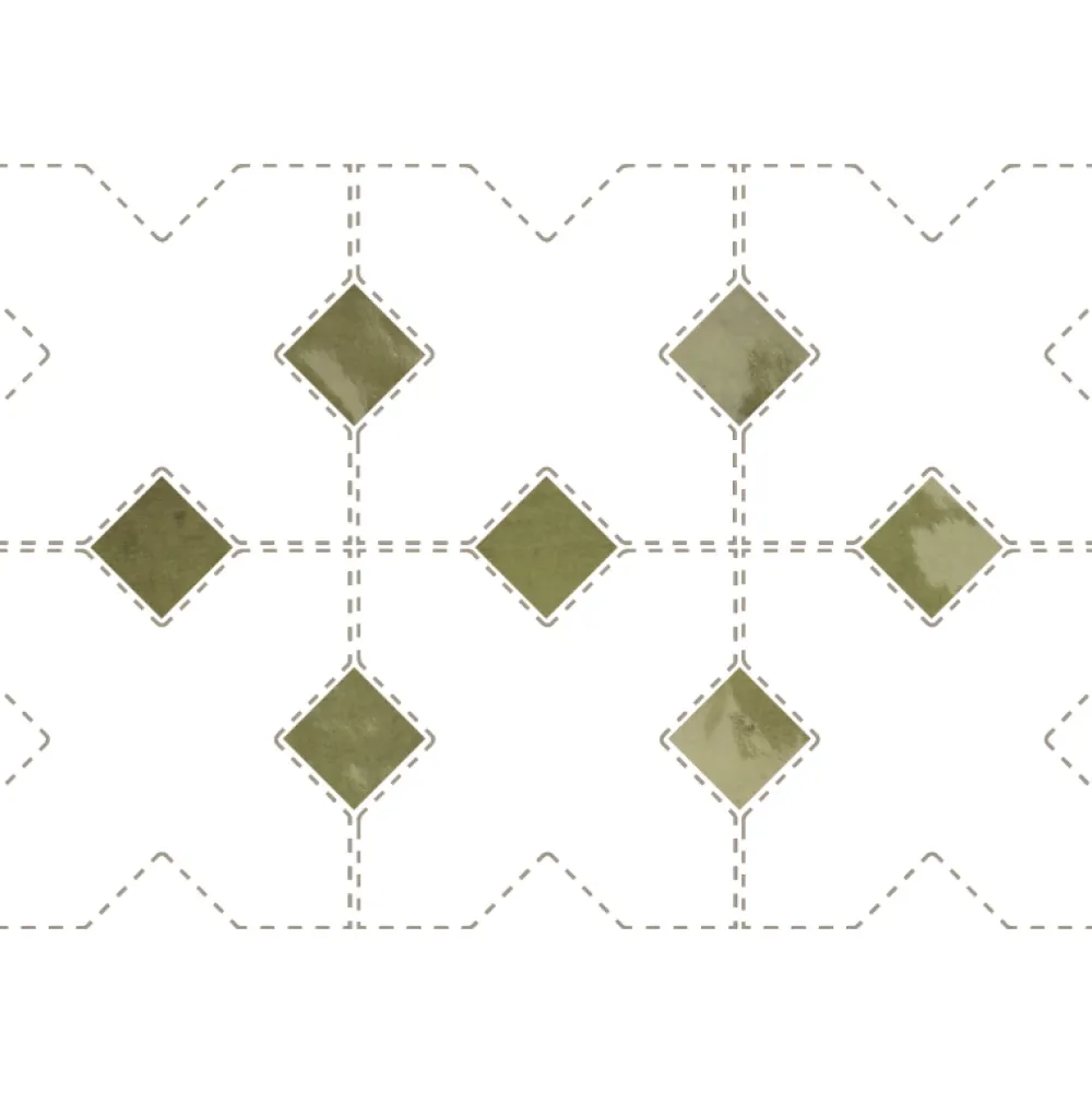 Aelle Carrelage Carrelage Sol Pour Wc<Cabochon sol / mur brillant 3,4x3,4 cm Taco KASBAH VERD