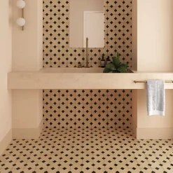 Aelle Carrelage Cabochon sol / mur mate 3,4x3,4 cm Taco KASBAH BLACK HAT MATT- Carrelage Sol Uni