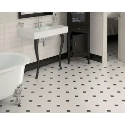 Aelle Carrelage Cabochon sol / mur uni noir brillant 4,6x4,6 cm TACO OCTAGONNEGRO- Carrelage Sol Uni