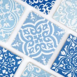 Casa Linéa CARREAU BAROQUE BLEU 1 PIÈCE 10 x 10 CM CASA LINEA- Travertin